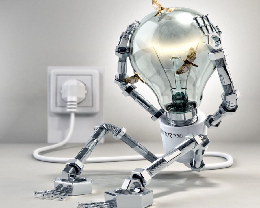 robot žiarovka a úspora energie